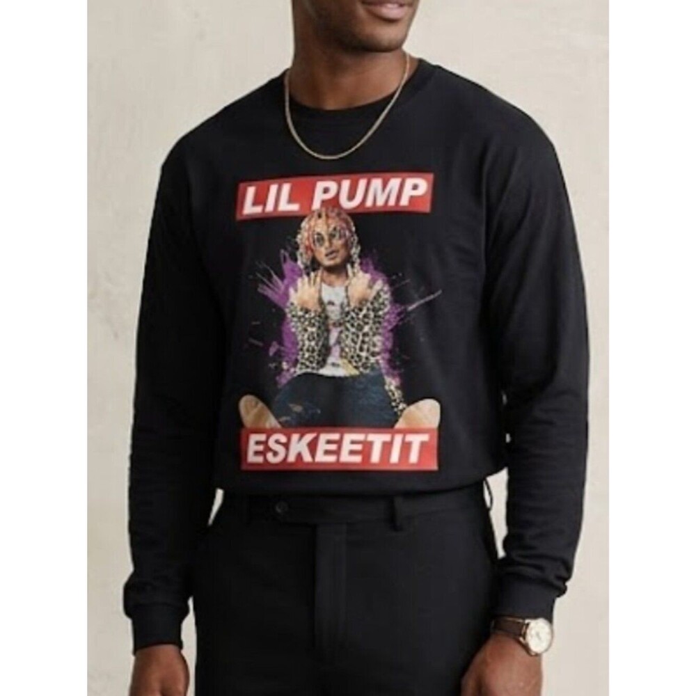 Lil Pump Eskeetit Graphic Black Long Sleeve Shirt Mens Size Large